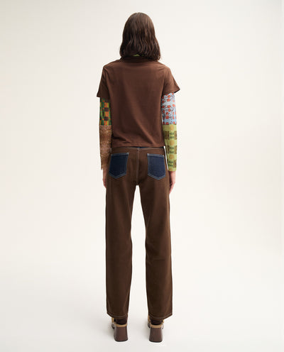 Brown Patchwork Jeans