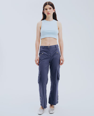 Navy Cropped Trousers