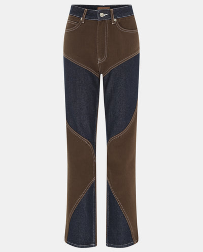 Brown Patchwork Jeans