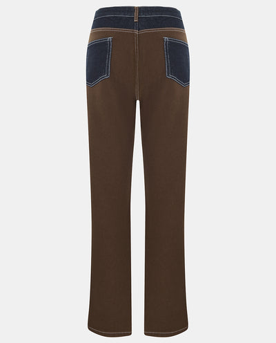 Brown Patchwork Jeans